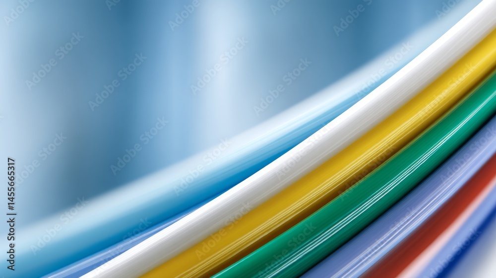 Poster Colorful shapes in a layered arrangement evoke movement and depth against a soft backdrop, with ample area for additional text or graphic elements