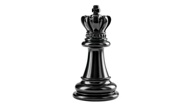 Chess King in Strategic Isolation: A lone black chess king stands tall against a stark backdrop, embodying power, strategy, and the weight of leadership.