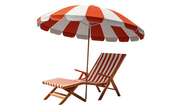  Isometric icon of a red and white striped beach umbrella with a chair, on a transparent background.png