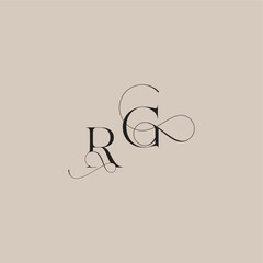 wedding serif monogram logo line and bold mix concept RG beautiful initial letter