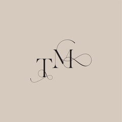 wedding serif monogram logo line and bold mix concept TM beautiful initial letter