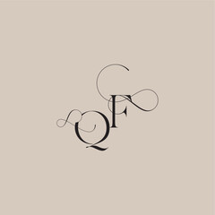 wedding serif monogram logo line and bold mix concept QF beautiful initial letter