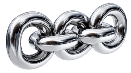 Interlinked Symbol: Close-up of a glossy metal chain, showcasing its smooth, interconnected links, symbolizing unity, strength, and connection against a simple background.