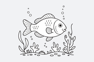 underwater fish illustration silhouette vector
