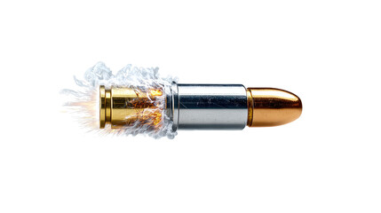 Naklejka premium Bullet in Motion: A studio shot captures a high-speed bullet with precision, showcasing the instant before impact, symbolizing power, speed, and the raw energy of action.