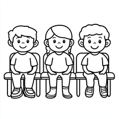 Fototapeta premium happy children vector illustration simple line 