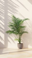 Fototapeta premium Indoor Palm Tree with Shadow on Wall for Home Decor and Interior Design Concepts