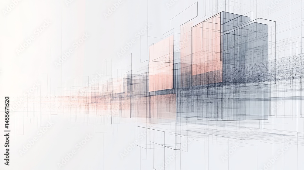 Poster abstract digital architecture design with intricate lines and geometric shapes in a modern style