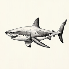Fototapeta premium Shark simple line drawing