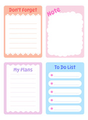 Daily note planners. Weekly scheduler, to do list, note paper