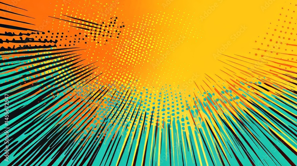 Poster vibrant abstract explosion design with dynamic colors and shapes creating a lively visual effect in 