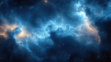 Fototapeta premium A canvas of swirling nebulae, painted in shades of azure and electric blue, where abstract forms and lines intertwine to create a sense of futuristic dynamism 