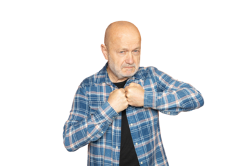 a man making an angry gesture with his fists