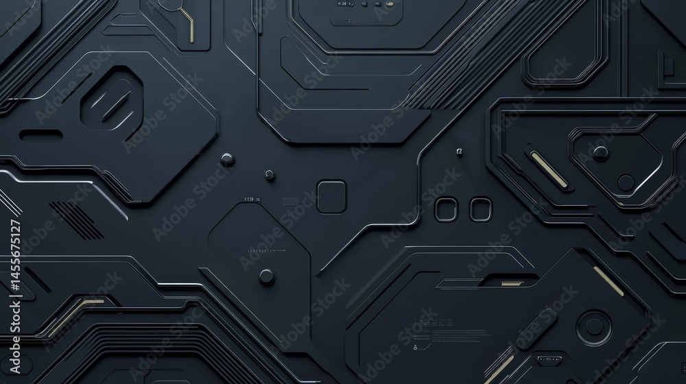 Poster high-tech abstract background showcasing intricate circuitry patterns with glowing orange highlights