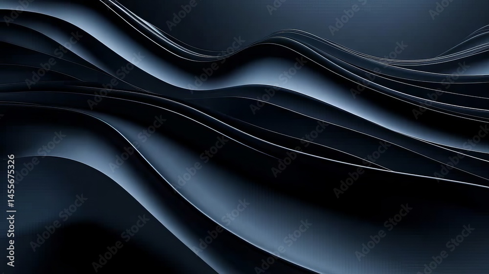 Poster elegant blue waves with smooth curves creating a calming abstract design suitable for background or 
