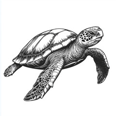 Obraz premium Olive Ridley Turtle or sea Turtle simple line drawing