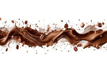 Dynamic Chocolate And Cream Swirl With Milk Splash On Transparent Background