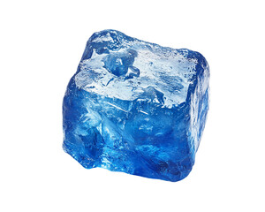 Obraz premium Translucent Blue Ice Cube on Transparent Background, PNG