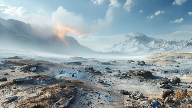 Icy mountain landscape scenery footage