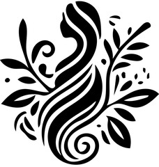 Beauty Salon Logo design with floral pattern in black and white