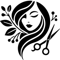 Beauty Salon Logo design with floral pattern in black and white
