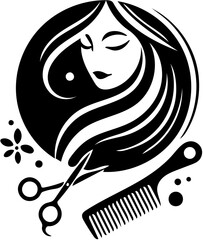 Beauty Salon Logo design with floral pattern in black and white