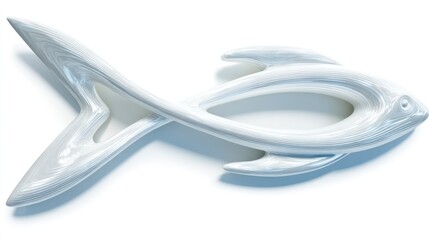 Abstract Sculpture of a Fish with Layered Stripes and Modern Design