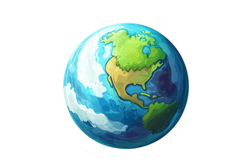 Fototapeta premium Colorful illustration of Earth showcasing North America and vibrant cloud patterns