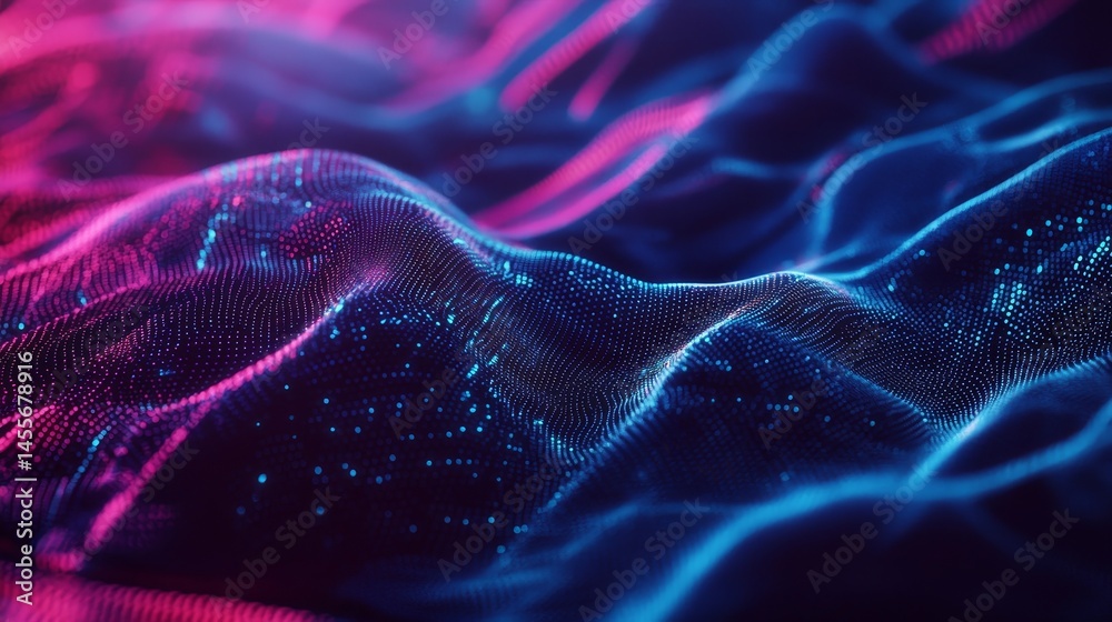 Poster dynamic blue waves create a mesmerizing visual display against a black background, illustrating move