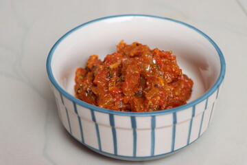 Tomatochi bhaji, tomato onion curry, south Indian food