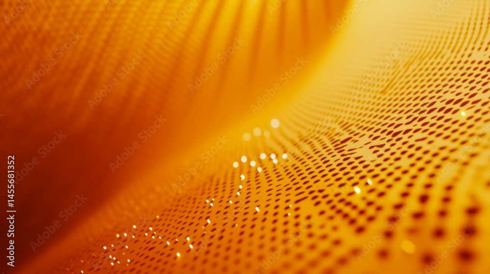Poster intricate patterns of golden light reflecting on a metallic surface in a close-up view highlighting 