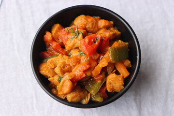 Masala soya chunk curry, vegan protein rich, Indian food
