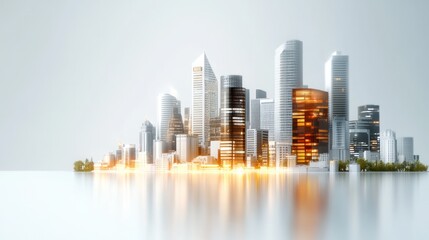 Obraz premium Modern Metropolis in Daylight: A stunning visualization of a contemporary metropolis, bathed in natural light, with a striking array of skyscrapers.