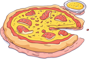 Italian Pizza with Pepperoni and Olives – Clipart