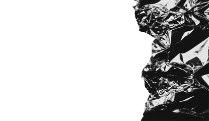 Crumpled metallic foil against black background