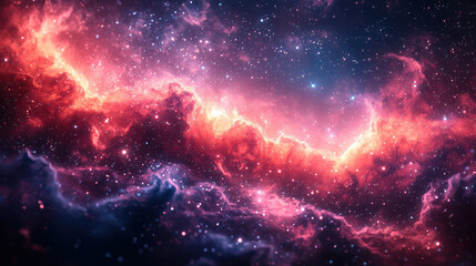 Fototapeta premium A cosmic canvas of twinkling stars in shades of pink and purple unfolds, creating a mesmerizing backdrop for a presentation, star concept, magazine cover, website header, marketing materials, 