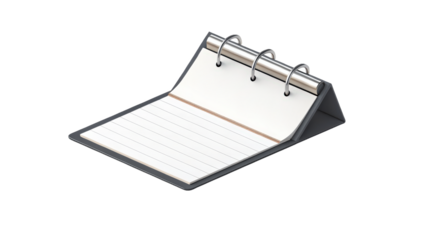 Minimalistic white notepad holder with metal ring binder and lined pages, designed for organization and style