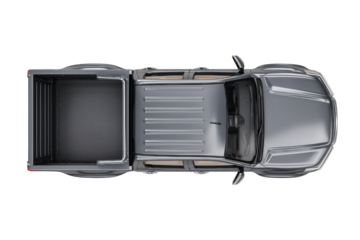 Gray Truck Top View 3D Model Transparent Background
