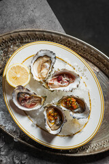 Elegant Oysters on Ice A Luxurious Culinary Still Life