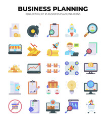 Collection of 25 Business Planning Icons. Strategy. Management. Marketing. Finance