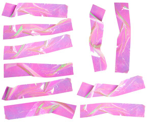 Holographic Pink Foil Tape Strips Set Illustration for Decorative and Craft Design
