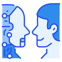 AI and Human Blue Icon