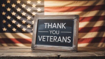 Grateful Nation: Thank You Veterans, American Flag Background