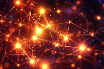 Fototapeta premium glowing neural network structure with data nodes and AI brain lines