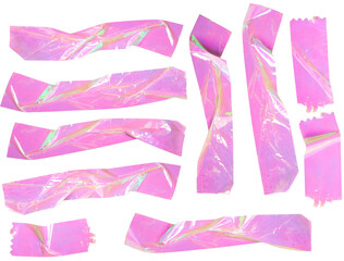 Holographic Pink Foil Tape Strips Set Illustration for Decorative and Craft Design