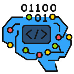 Fototapeta premium Brain Code Filled line Icon