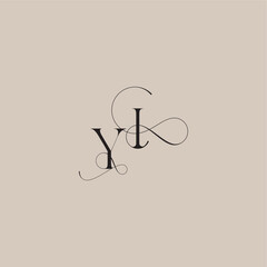 YI letter line and bold mix concept beautiful initial wedding serif monogram logo