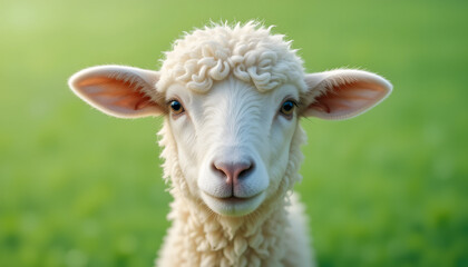 Obraz premium Eid greeting with white ram on green background