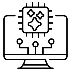 Brain AI Development line Icon