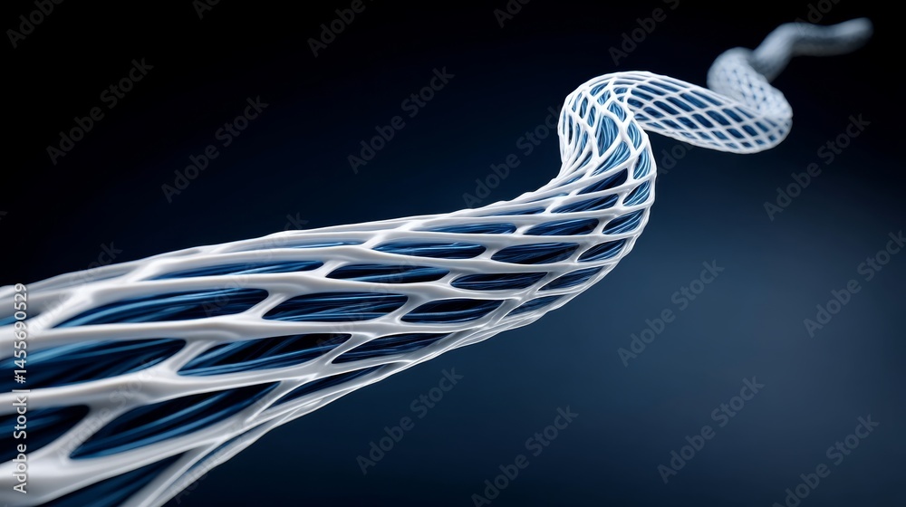 Poster a striking 3d-rendered vine structure glows with cool light, curling gracefully against a dark backg